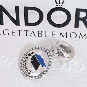 Pandora Estonia Flag Map Dangle Charm S925 Silver